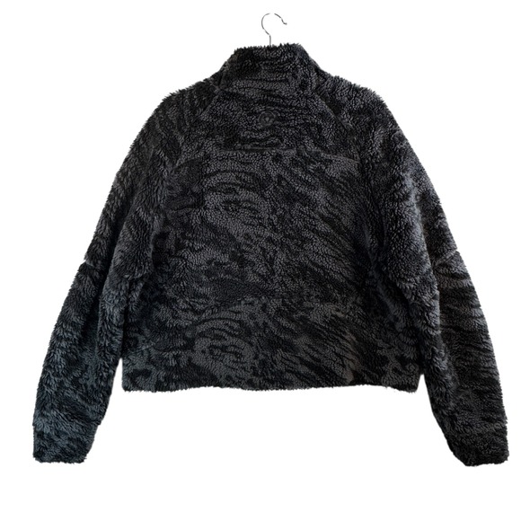 Lululemon Scuba Sherpa ½ Zip Crop Pullover Sz XL/XXL Black Camo High Pile Fleece - Picture 2 of 9